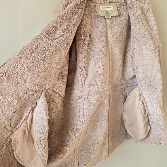 VINTAGE Jones New York Faux Suede Fur Hooded Penny Lane Coat Y2K Boho Beatles XL - Picture 12 of 14